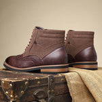 MEN'S RETRO CARVED SPLICING LACE-UP BOOTS 14362395S