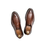 MEN'S PLAID RETRO LEATHER WEDDING SHOES 77909240YL