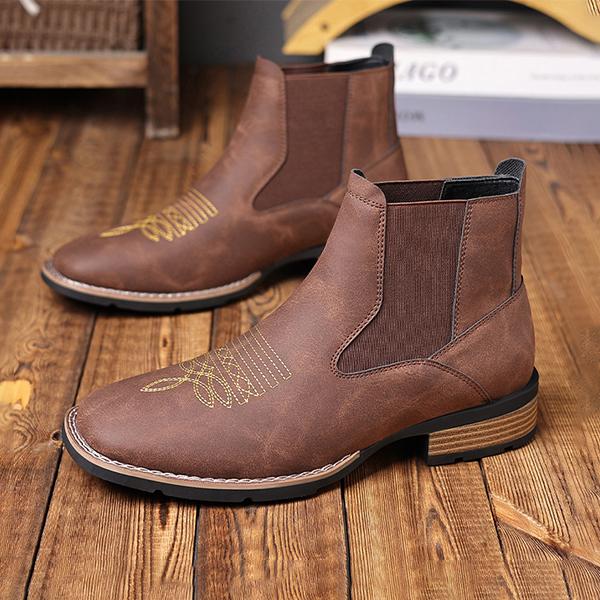 MEN'S VINTAGE EMBROIDERED SLIP-ON WESTERN BOOTS 22344472S