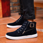 MEN'S BELT BUCKLE LACE-UP HIGH-TOP CASUAL SHOES 42210186S