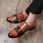 MEN'S BUSINESS POINTED BUCKLE MONK SHOES 33918007S