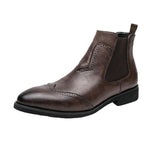 MEN'S POINTED RETRO CHELSEA LEATHER BOOTS 35459545YL