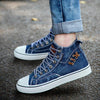 MEN'S CASUAL WASHED DENIM HIGH-TOP CANVAS SHOES 72208681S