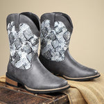 MEN'S RETRO SNAKE PRINT MID-CALF WESTERN BOOTS 84488280S