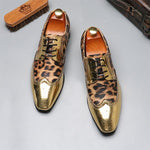 MEN'S CHRISTMAS LEOPARD PRINT LACE UP LEATHER SHOES 99317489YL