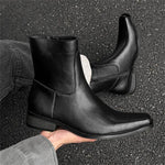 MEN'S BLACK SQUARE SIDE ZIPPER CHELSEA BOOTS 07396735YL