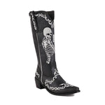 MEN'S RETRO EMBROIDERED SKULL CHUNKY HEEL WESTERN BOOTS 04001944S