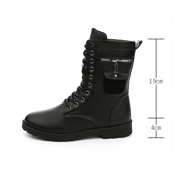 MEN'S STYLISH LACE-UP MID-CALF COMBAT BOOTS 98031417S