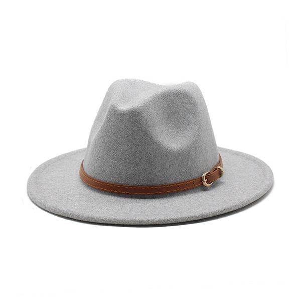 ELEGANT BELT BUCKLE FLAT BRIM WIDE BRIM JAZZ HAT 22503508S