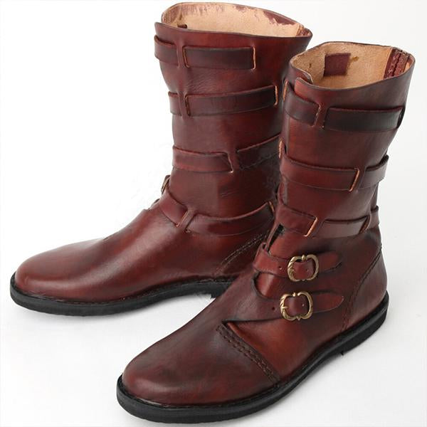 MEN'S VINTAGE MULTI-LAYER BUCKLE MID-CALF BOOTS 15883924S