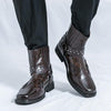 MEN'S EMBROIDERED CHUNKY HEEL VINTAGE HARNESS BOOTS 87732284S