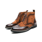 MEN'S CASUAL POINTED TOE CARVED LACE-UP ANKLE BOOTS 43304306S