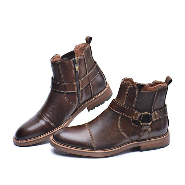 MEN'S SIDE ZIPPER ELASTIC RETRO WORKWEAR BOOTS 08932181YL