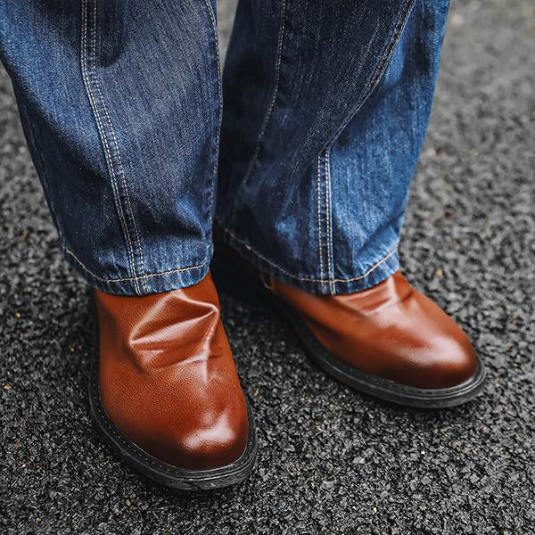 MEN'S VINTAGE PLEATED EMBROIDERED SIDE ZIP WESTERN BOOTS 32850963S