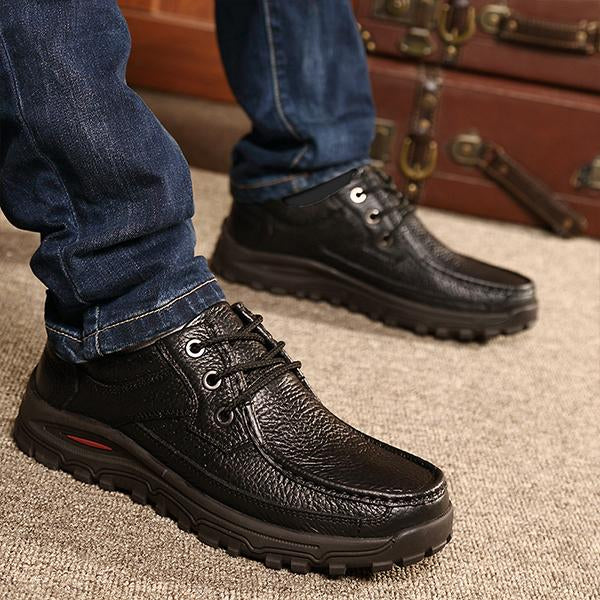 MEN'S RETRO CASUAL PLUSH LACE-UP LEATHER SHOES 25830857S