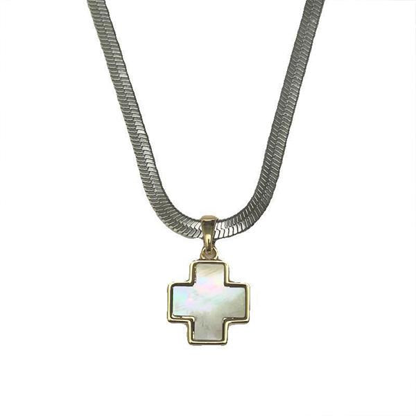 FASHION CROSS MOTHER-OF-PEARL PENDANT NECKLACE 15291178S