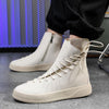 MEN'S CASUAL SHINY HIGH-TOP THICK-SOLED LACE-UP BOOTS 98144821S