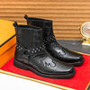 MEN'S EMBROIDERED CHUNKY HEEL VINTAGE HARNESS BOOTS 87732284S