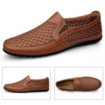 MEN'S BREATHABLE MESH FLAT BOTTOMED LEATHER SHOES 27915136YL