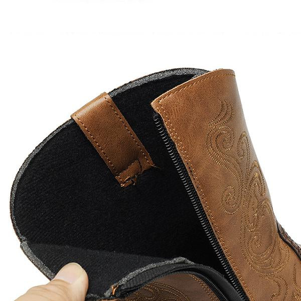 MEN'S HIGH TOP EMBROIDERY CRAFT RETRO WESTERN BOOTS 02454966YL