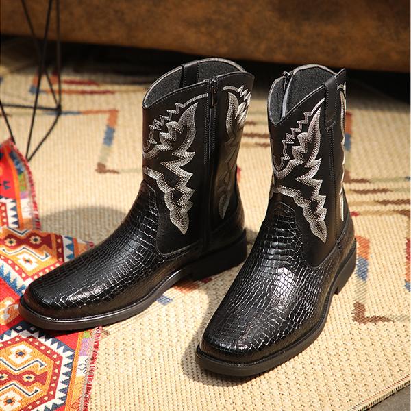 MEN'S RETRO EMBROIDERED WESTERN BOOTS 40379546YL