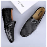 MEN'S BREATHABLE MESH FLAT BOTTOMED LEATHER SHOES 27915136YL