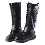 MEN'S PUNK ROCK SKULL CHAIN LACE UP WESTERN BOOTS 47253384S