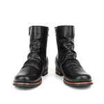 MEN'S PLEATED DESIGN ROUND TOE SIDE ZIPPER RETRO BOOTS 33922086YL