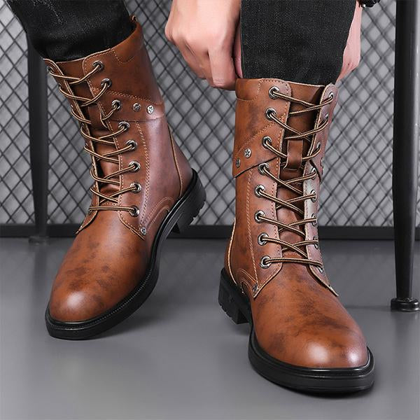 MEN'S RETRO WIDE-LAST NON-SLIP RUBBER-SOLED LACE-UP BOOTS 88083175S