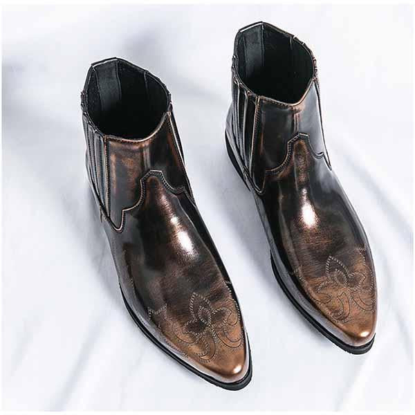 MEN'S RETRO POINTED CHELSEA LEATHER BOOTS 89351996YL