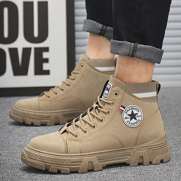 MEN'S STYLISH HIGH TOP THICK SOLE WORK STYLE SHOES 52378074S