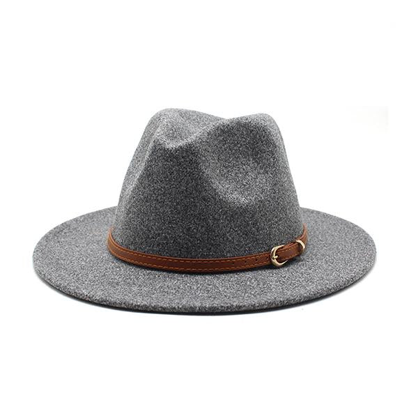 ELEGANT BELT BUCKLE FLAT BRIM WIDE BRIM JAZZ HAT 22503508S