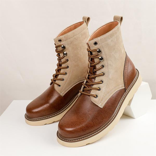 MEN'S CASUAL CONTRAST COLOR LACE-UP WORK STYLE BOOTS 20972198S