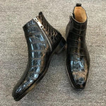 MEN'S RETRO LOW HEEL STONE PATTERN CHELSEA BOOTS 01636223S