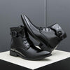 MEN'S CASUAL BELT BUCKLE POINTED TOE LACE UP BOOTS 28161428S