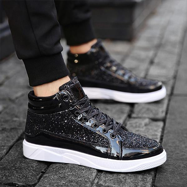 MEN'S STYLISH CASUAL SHINY HIGH-TOP SNEAKERS 59243087S