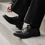 MEN'S POINTED CASUAL LACE UP LEATHER SHOES 02281887YL