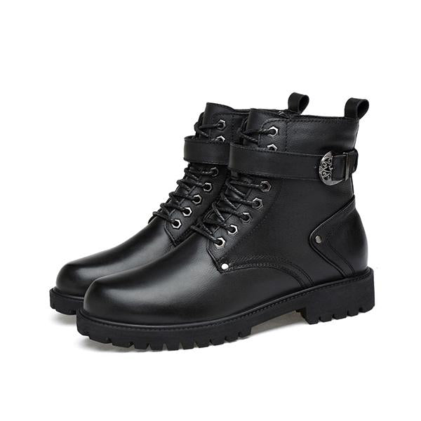 MEN'S ROUND TOE LACE UP SIDE ZIPPER BOOTS 02203869YL