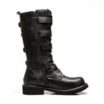 MEN'S VINTAGE MULTI-LAYERED BELT BUCKLE BIKER BOOTS 32288908S