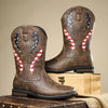 MEN'S WESTERN BOOTS WITH THICK HEEL AND FLAG PATTERN 14289234S