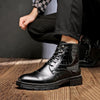 MEN'S VINTAGE STONE PATTERN LACE-UP BOOTS 90316758S