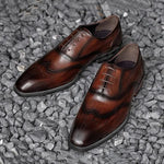 MEN'S FAUX WOODGRAIN BROGUE SQUARE TOE DRESS SHOES 32260216S