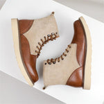 MEN'S CASUAL CONTRAST COLOR LACE-UP WORK STYLE BOOTS 20972198S