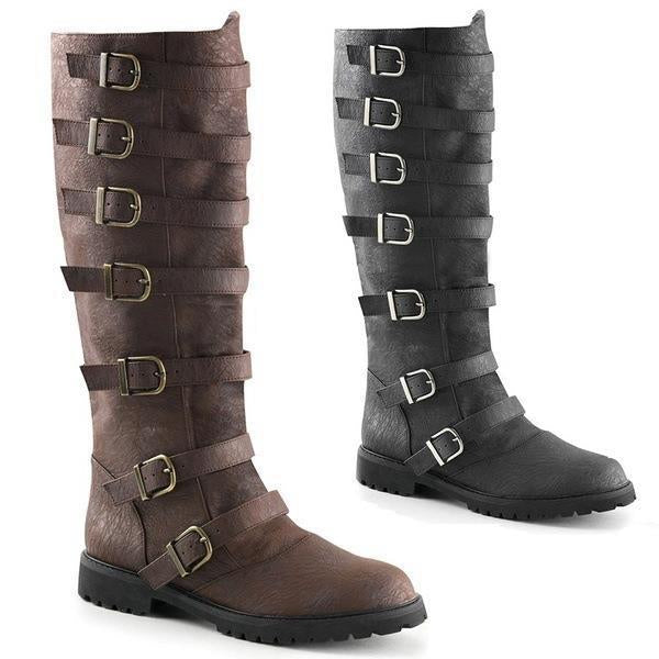 MEN'S RETRO MOTORCYCLE MULTI-LAYER BUCKLE FLAT BOOTS 45465430S