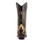 MEN'S RETRO SNAKE PRINT GOLD SPLICED COWBOY BOOTS 01703713S