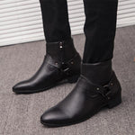 MEN'S SOLID COLOR POINTED SIDE ZIPPER CASUAL BOOTS 03888463YL