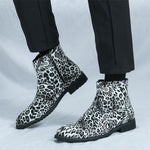 MEN'S STYLISH LEOPARD PRINT ZIPPERED CHELSEA BOOTS 67315960S