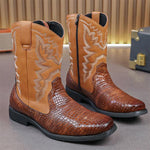 MEN'S WESTERN RETRO EMBROIDERED ANKLE BOOTS 87329814YL