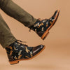 MEN'S RETRO DRAGONFLY FLOWER LACE UP BOOTS 83691849S