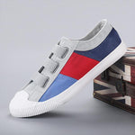 MEN'S CASUAL CONTRAST COLOR SLIP-ON CANVAS SHOES 76427249S